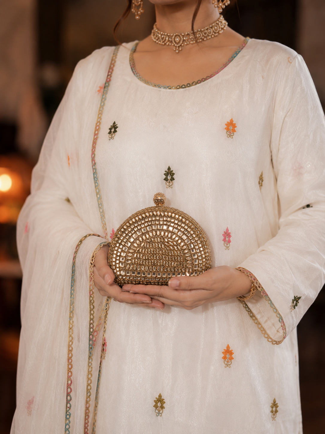 Half Moon Kundan Bag